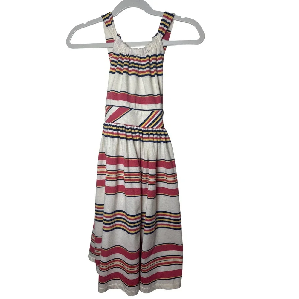 Ralph Lauren Girls Size 6 NWT Striped Cotton Blend Halter Sundress Melon Beige,